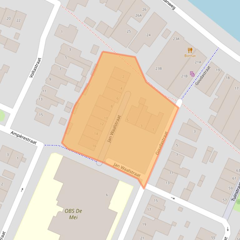 Kaart van postcodegebied 1521TZ.