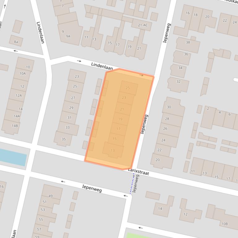 Kaart van postcodegebied 1521VE.