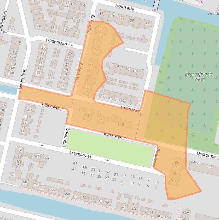 Kaart van postcodegebied 1521VG.