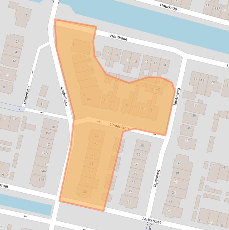 Kaart van postcodegebied 1521VH.