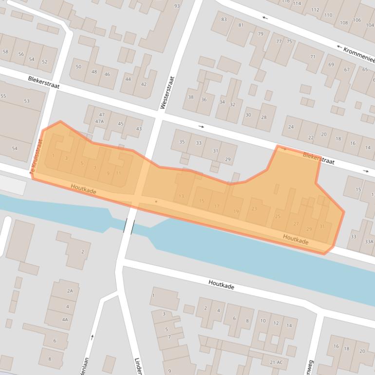 Kaart van postcodegebied 1521VL.