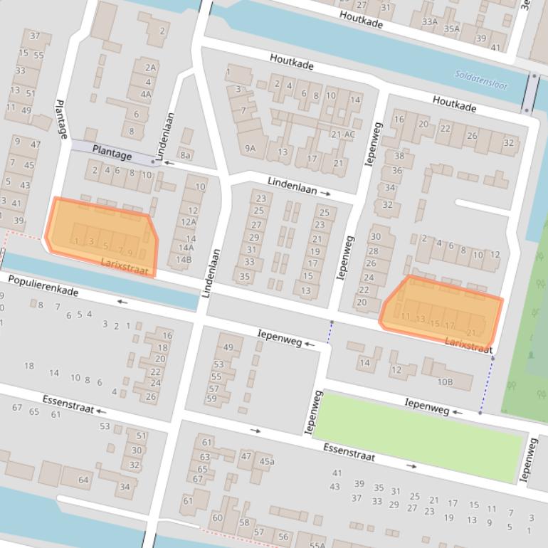 Kaart van postcodegebied 1521VX.