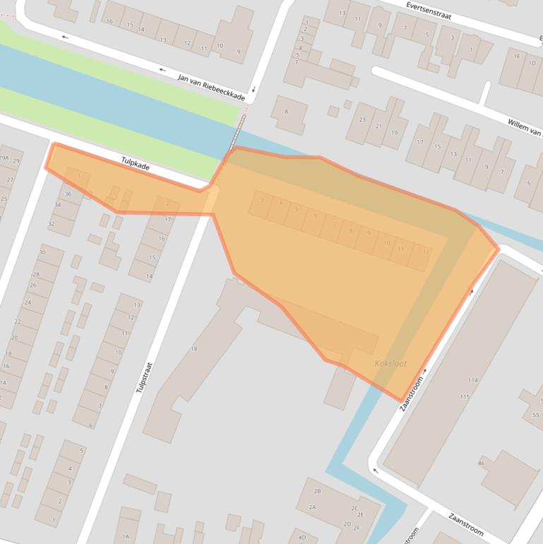Kaart van postcodegebied 1521WC.