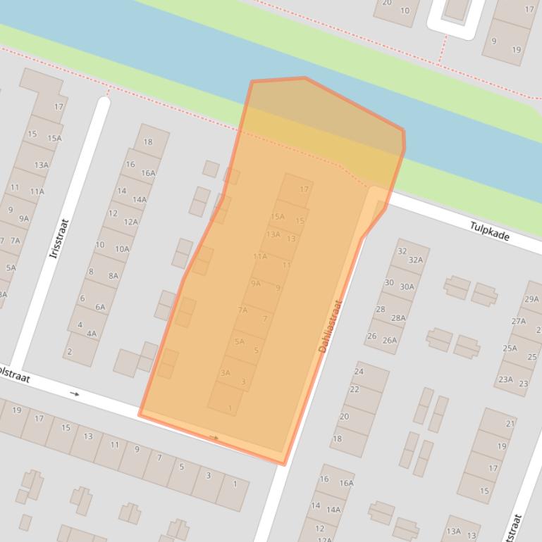 Kaart van postcodegebied 1521WG.