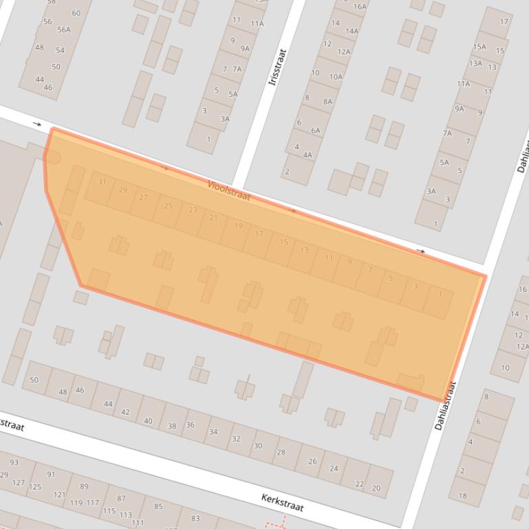 Kaart van postcodegebied 1521WJ.