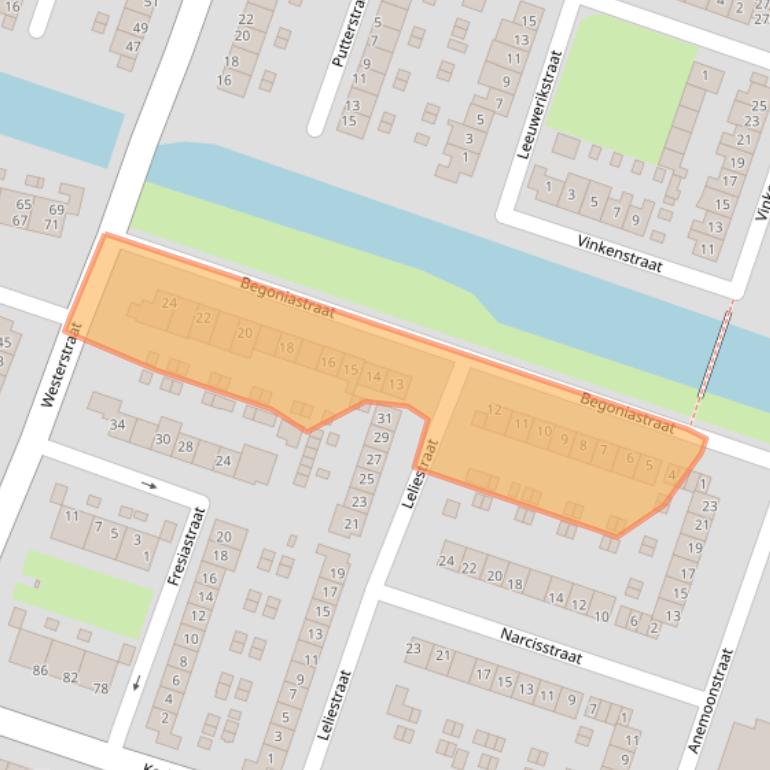 Kaart van postcodegebied 1521WS.