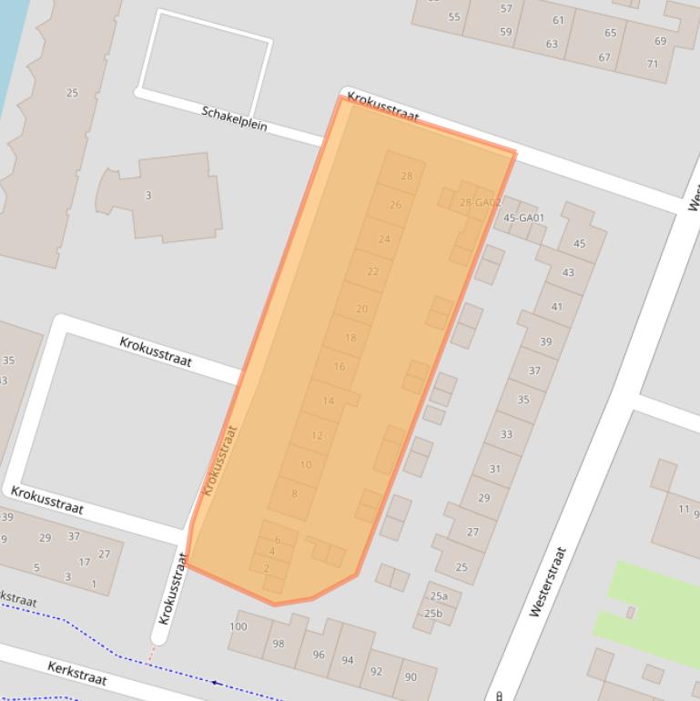 Kaart van postcodegebied 1521WZ.