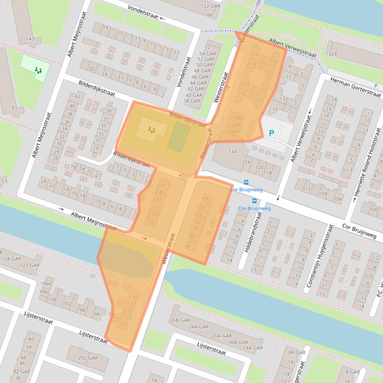 Kaart van postcodegebied 1521ZC.