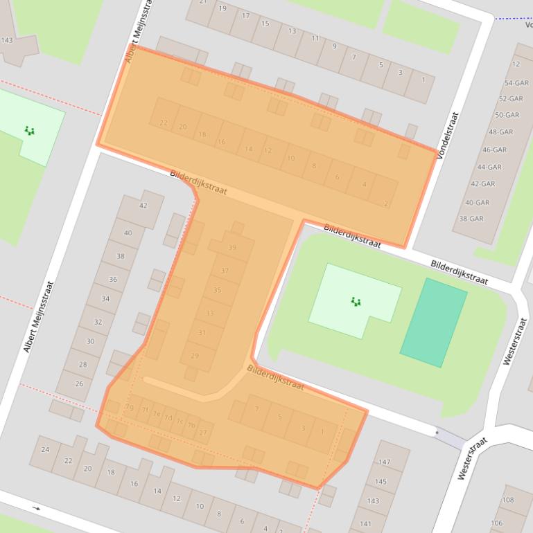 Kaart van postcodegebied 1521ZV.