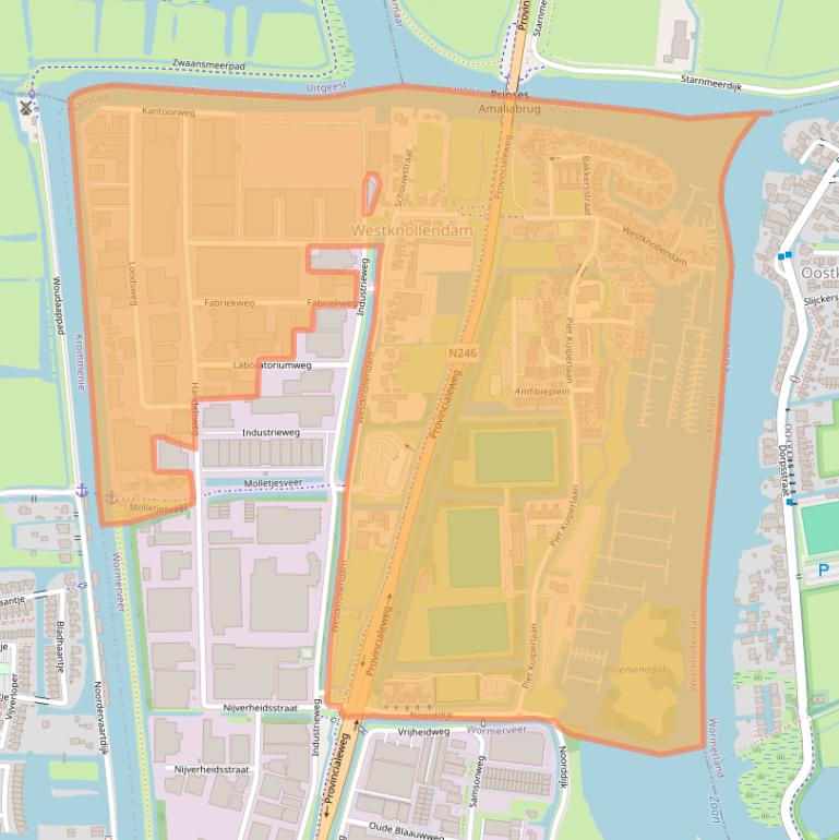 Kaart van postcodegebied 1525.