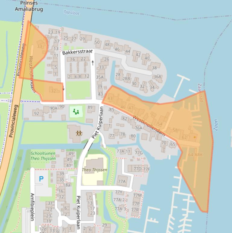 Kaart van postcodegebied 1525PP.