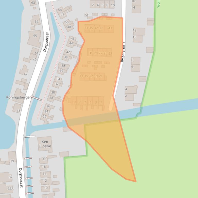 Kaart van postcodegebied 1534NS.