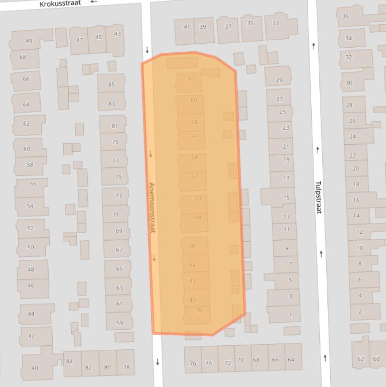 Kaart van postcodegebied 1541AX.