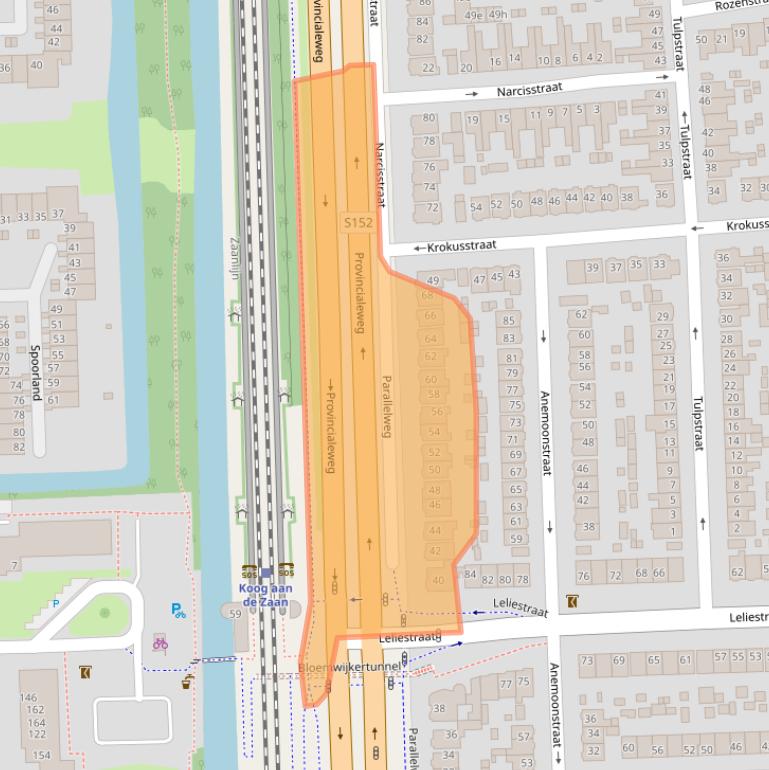 Kaart van postcodegebied 1541BB.