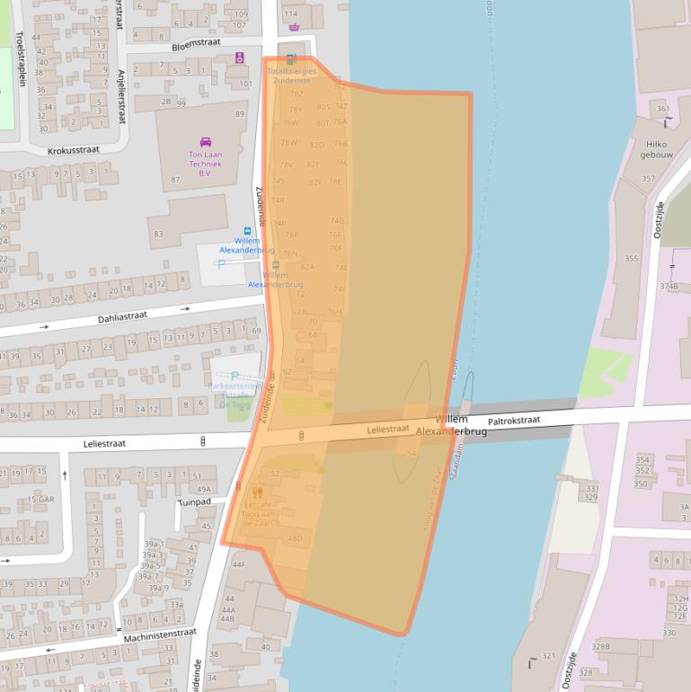 Kaart van postcodegebied 1541CE.