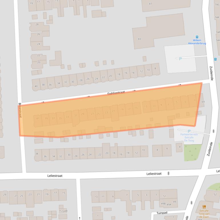 Kaart van postcodegebied 1541CN.
