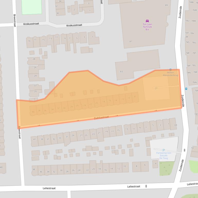 Kaart van postcodegebied 1541CP.