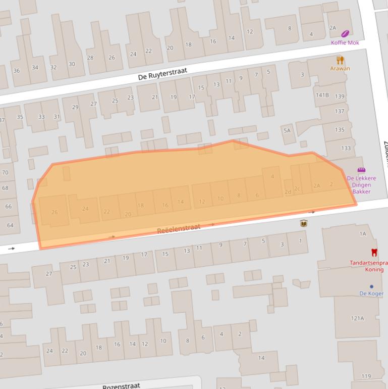 Kaart van postcodegebied 1541CT.
