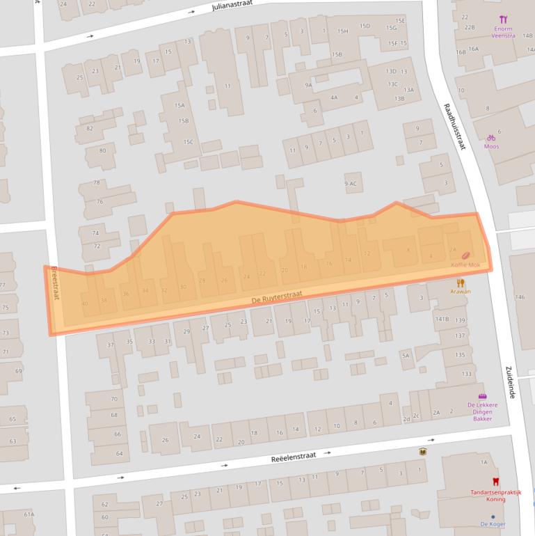 Kaart van postcodegebied 1541CW.