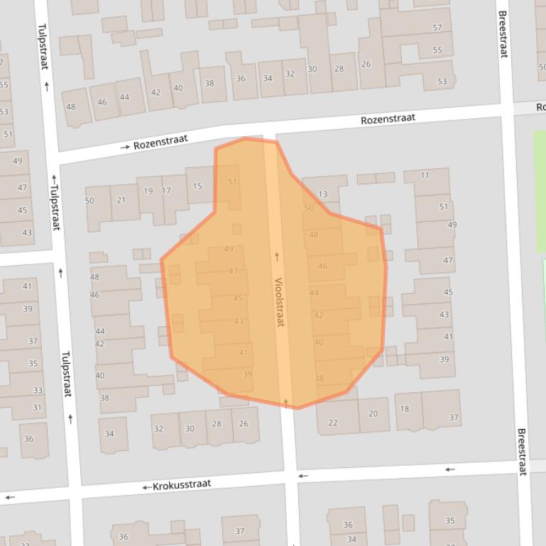 Kaart van postcodegebied 1541DL.