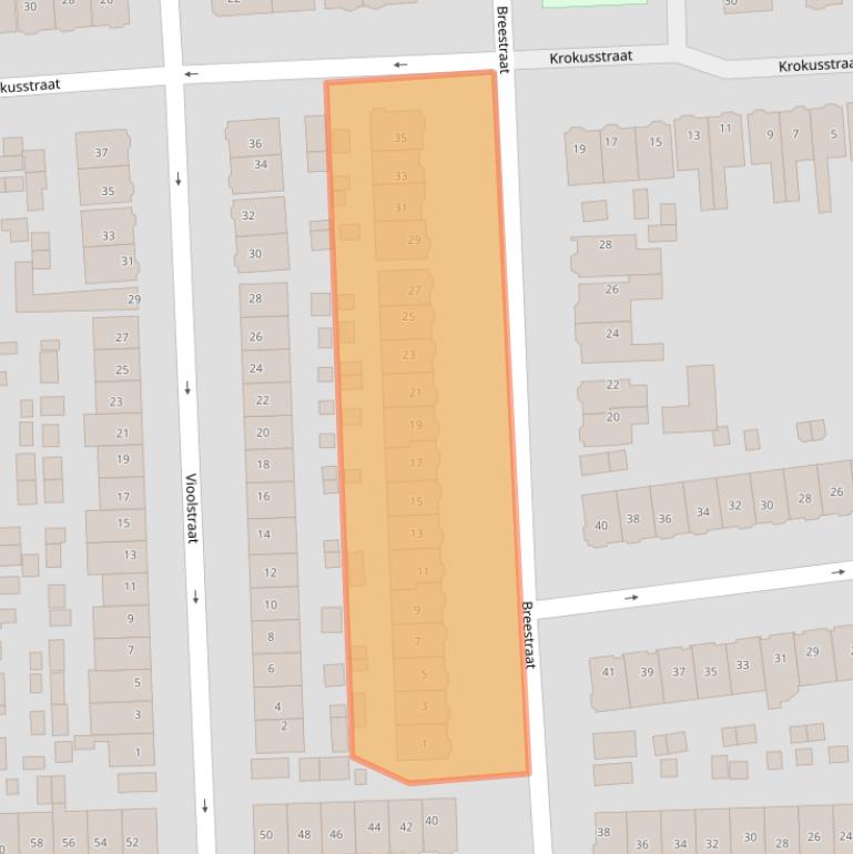Kaart van postcodegebied 1541EA.