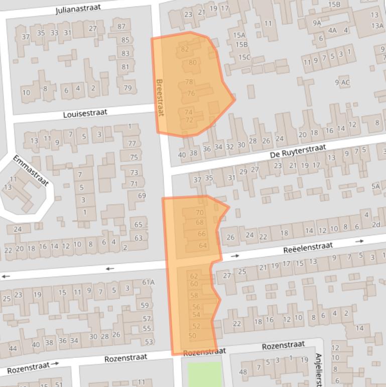 Kaart van postcodegebied 1541EJ.