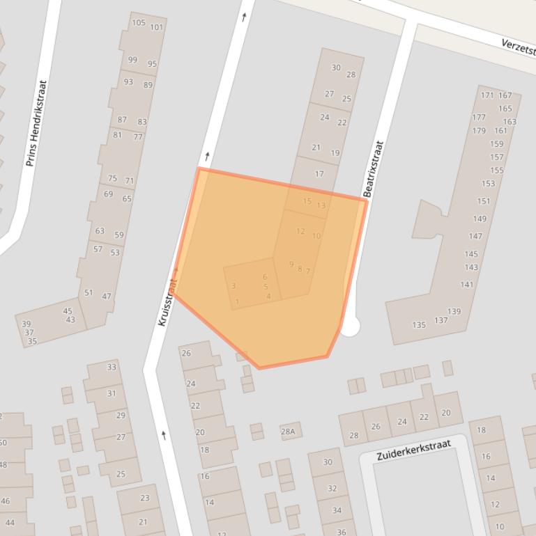 Kaart van postcodegebied 1541EL.