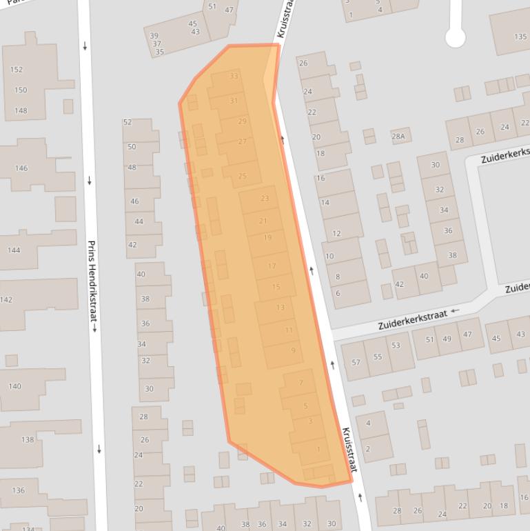 Kaart van postcodegebied 1541GP.