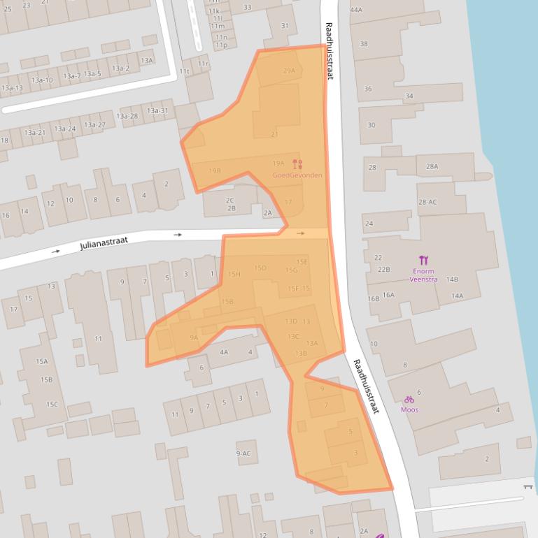 Kaart van postcodegebied 1541JA.