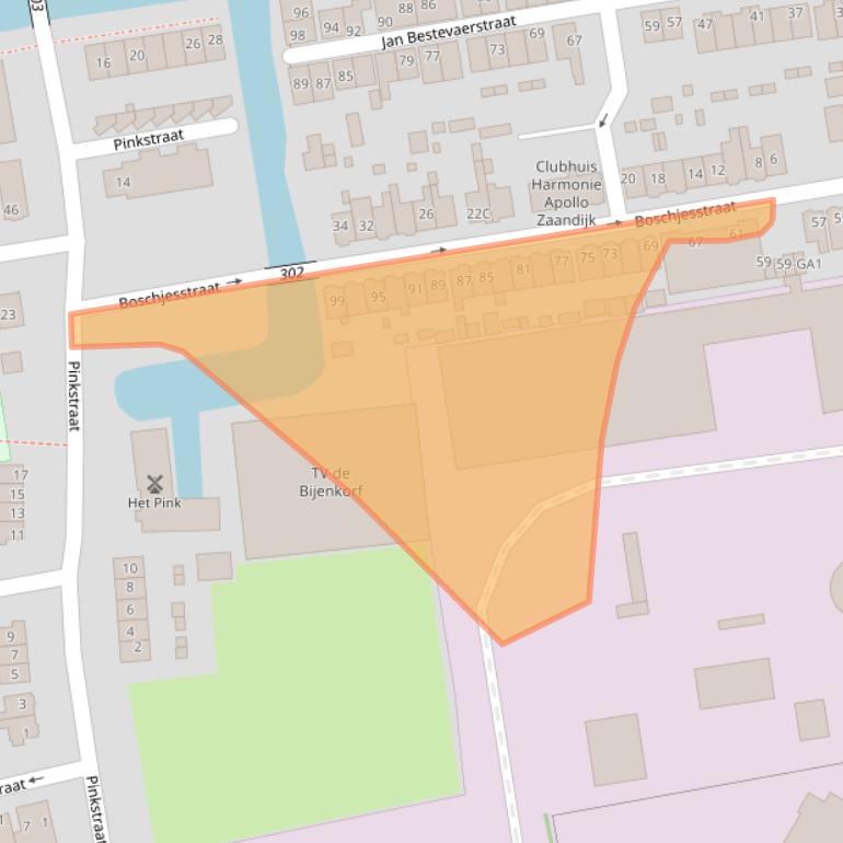 Kaart van postcodegebied 1541KG.