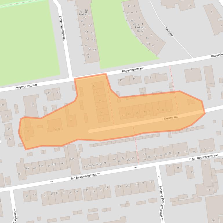 Kaart van postcodegebied 1541KT.
