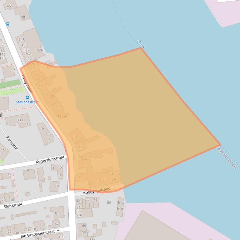 Kaart van postcodegebied 1541KX.