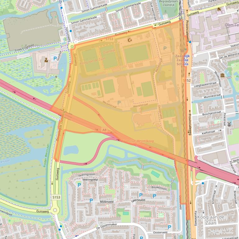Kaart van postcodegebied 1541LZ.