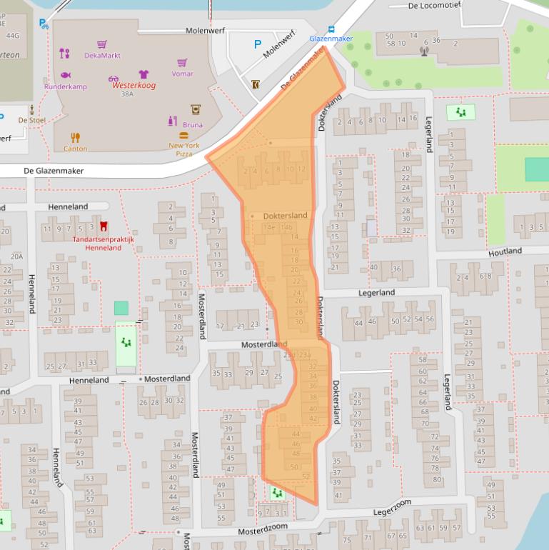 Kaart van postcodegebied 1541NK.