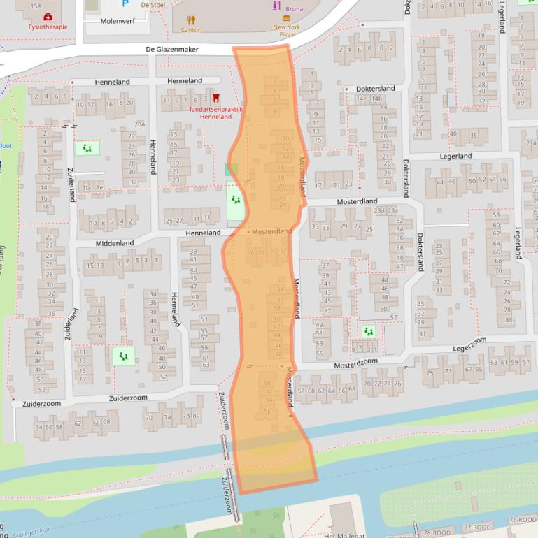 Kaart van postcodegebied 1541NN.