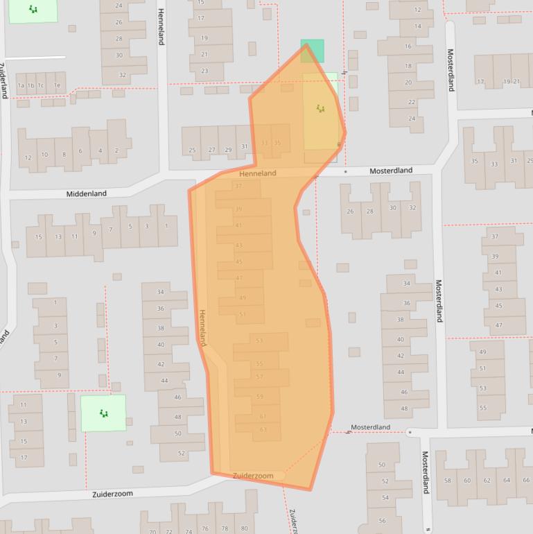 Kaart van postcodegebied 1541NS.