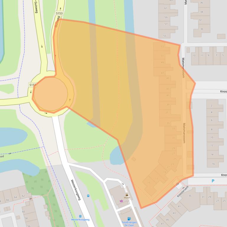 Kaart van postcodegebied 1541SP.
