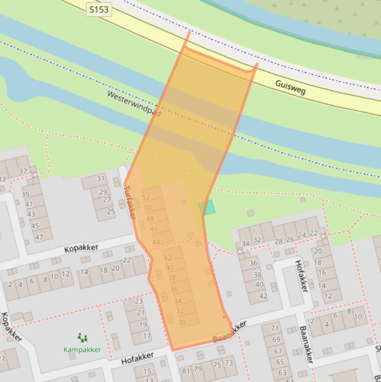Kaart van postcodegebied 1541TN.