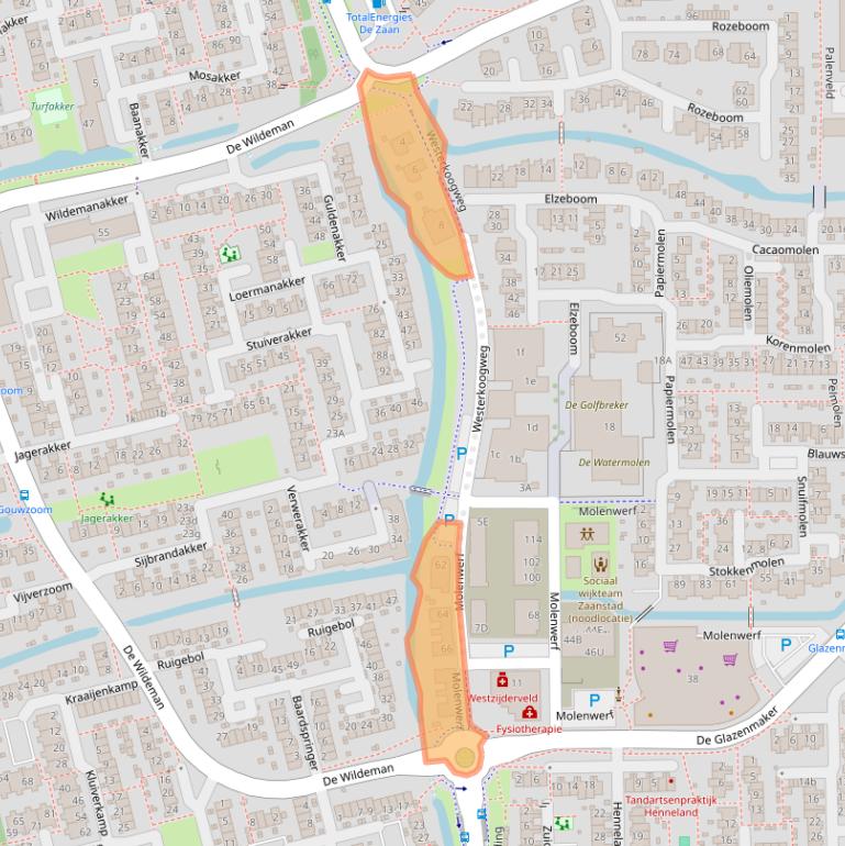 Kaart van postcodegebied 1541VZ.