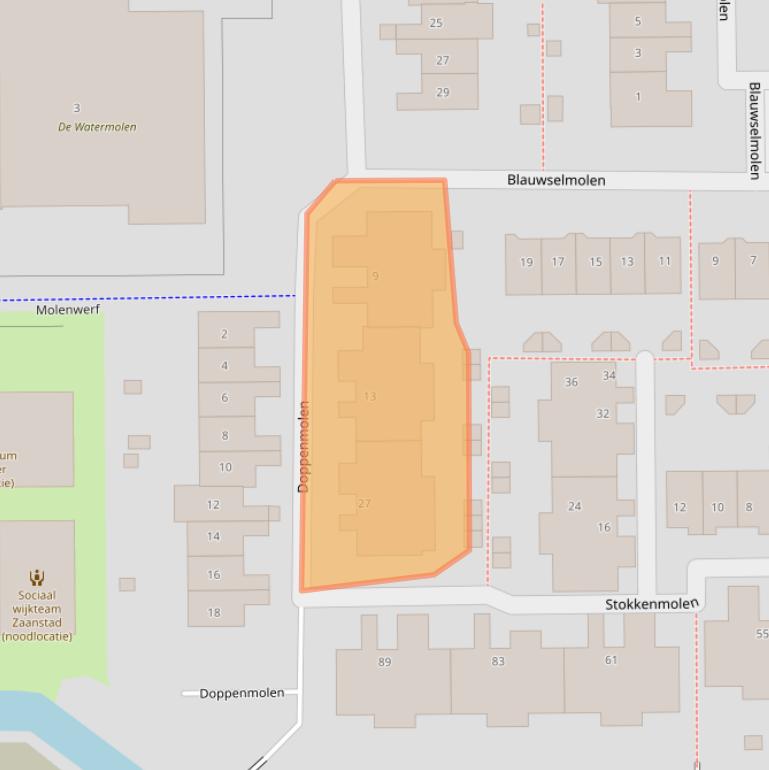 Kaart van postcodegebied 1541WP.