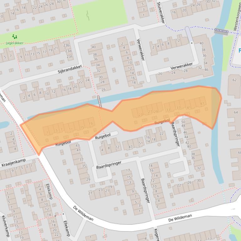 Kaart van postcodegebied 1541WS.