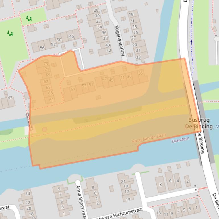 Kaart van postcodegebied 1541XB.