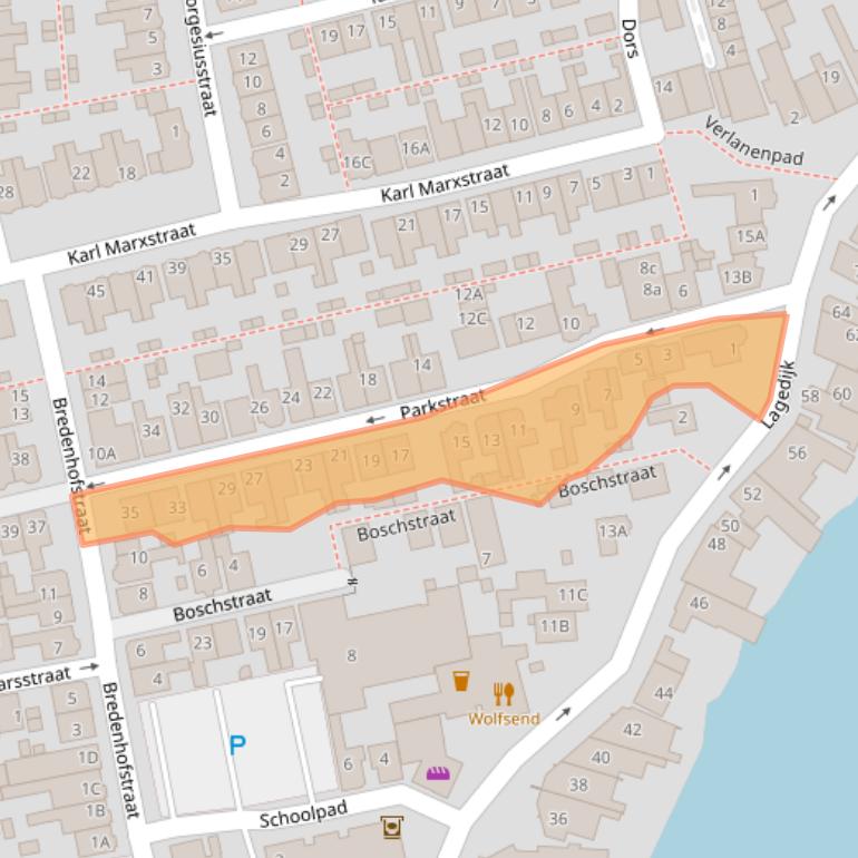 Kaart van postcodegebied 1544AM.