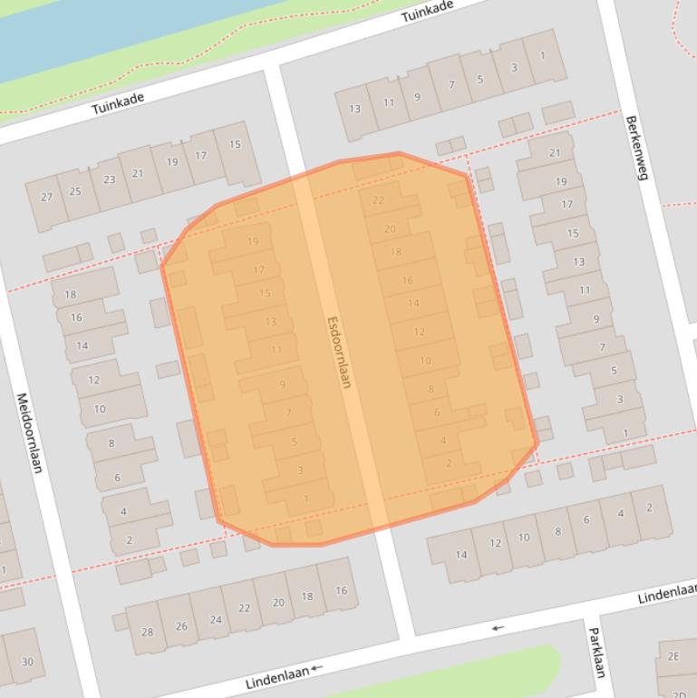 Kaart van postcodegebied 1544AZ.