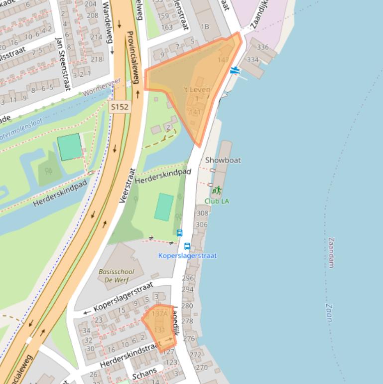 Kaart van postcodegebied 1544BE.