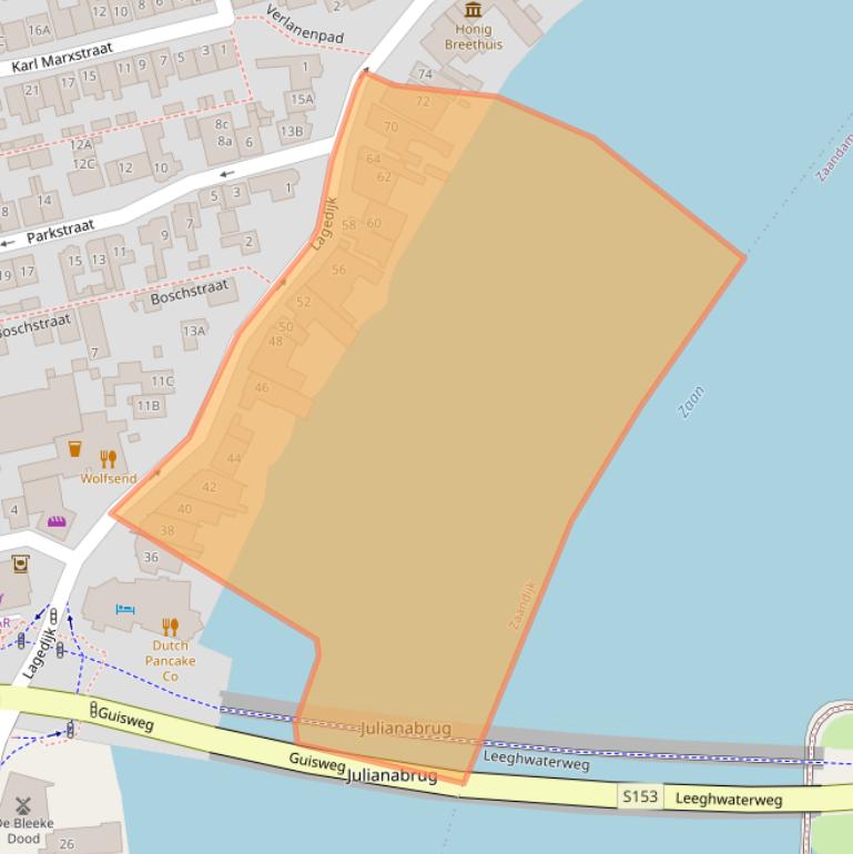 Kaart van postcodegebied 1544BH.