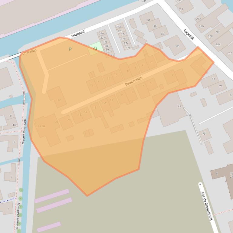 Kaart van postcodegebied 1544BS.