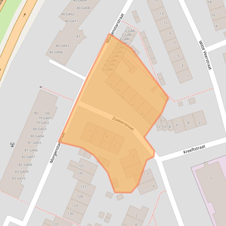 Kaart van postcodegebied 1544CJ.