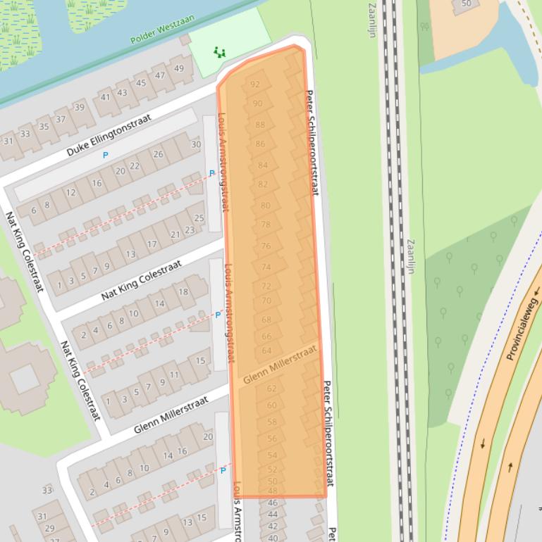 Kaart van postcodegebied 1544KM.