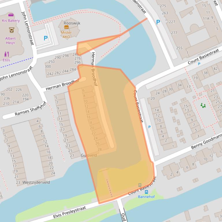 Kaart van postcodegebied 1544LZ.